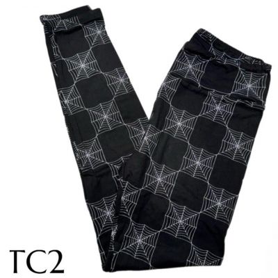 LuLaRoe Womens Leggings Size TC2 Black Spiderwebs 2024 Wicked Cute Plus 18+ NWT