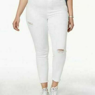 HUE 162854 Womens White Ripped Knee Original Denim Leggings Skimmer Plus Size 3X