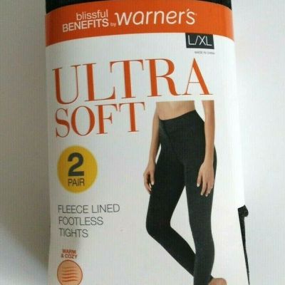 Warners Blissful Benefits Fleece Lined Black/Black Heather L/XL Footless Tights