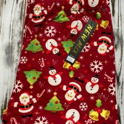 Plus Red Burgundy Christmas Santa Leggings Fits Sizes 12-18 NEW