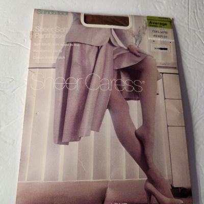 Vintage JC Penney Sheer Caress Sheer & Soft Sandalfoot Pantyhose AVERAGE SUNTAN