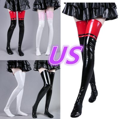 US Women Thigh High Stocking Tights Suspender Pantyhose Metallic Stockings Party