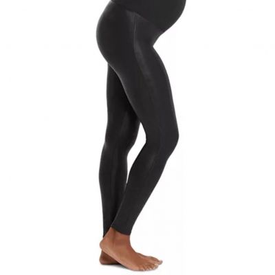 Spanx Mama Faux Leather Maternity Leggings - Black, Size Large