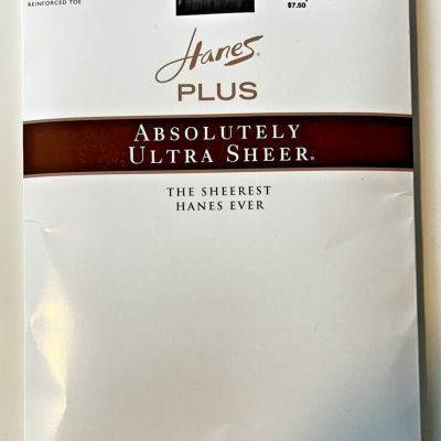 Hanes Plus, Size 3 Plus -Barely Black Absolutely Ultra Sheer Pantyhose Hosiery