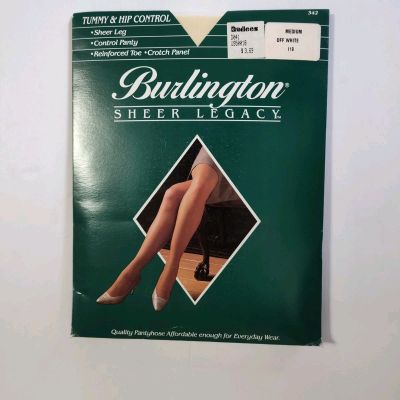 Burlington Control Top Pantyhose Size M Off White Tummy Hip Control-#M1