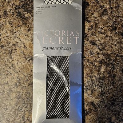 Victoria Secret Glamour Sheer Fishnet knee Highs, Black