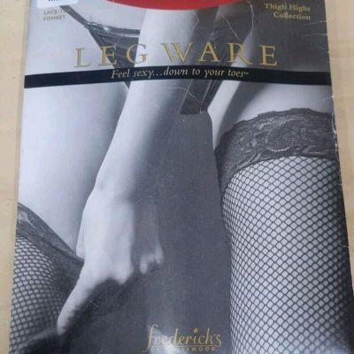 Fredericks Of Hollywood Legware Lace Top Fishnet Thigh High Stockings Size M