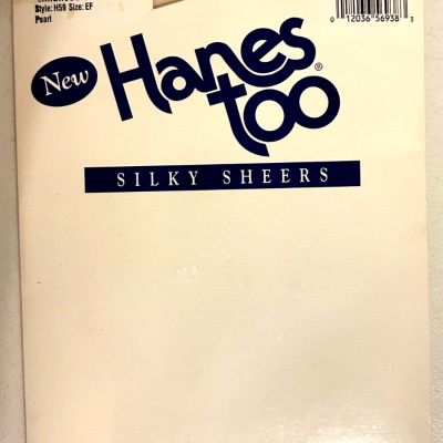 Hanes Too NEW Silky Sheer Pantyhose Control Top Sheer Toe Pearl Color H59 Siz EF