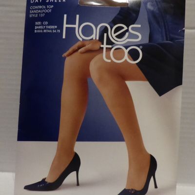 Hanes Too Day Sheer Sandalfoot Control Top Pantyhose Size CD Barely There