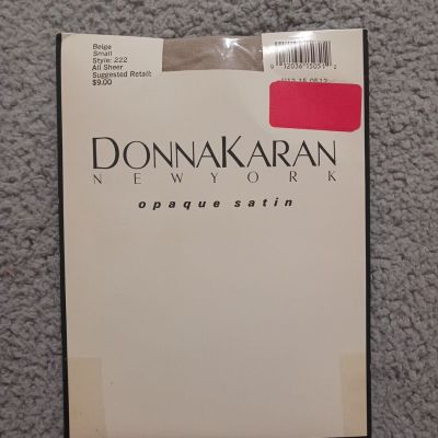 Donna Karan NY Opaque Satin Control Top Beige Pantyhose Women's Small Style 222