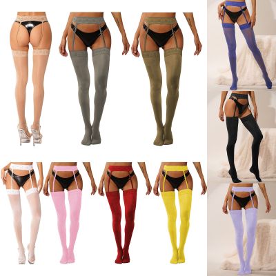 Womens Sheer Suspender Pantyhoses Thigh High Stocking Tight Garter Belt Lingerie