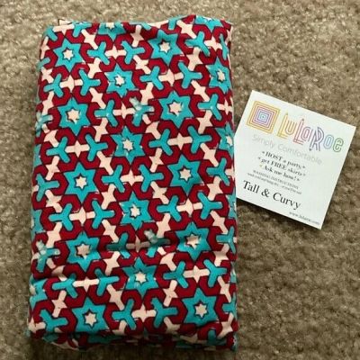 NWT LuLaRoe TC Leggings blue red off-white Tall & Curvy 4th of July LLR New