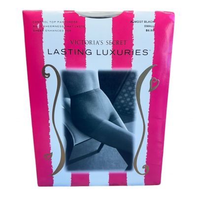 Victoria's Secret LASTING LUXURIES Sheer Control Top Almost Black Pantyhose Sz S