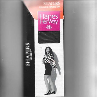 New Hanes Her Way Shapers Hosiery,Extended Control Top,Medium,Off Black