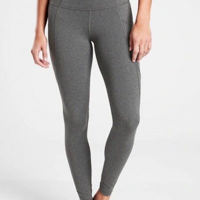 Athleta Salutation Stash Pocket Tights, Heathered Gray, Size Small, EUC!