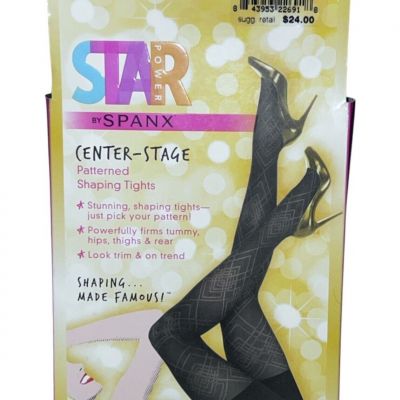 Star Power By Spanx Center-Stage Sz C Patterned Shaping Tights - Diamond Daze