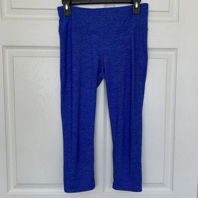 Athleta Cropped Cobalt Blue Leggings Size Small Stash Pocket Workout Yoga Gym