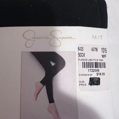 Jessica Simpson Womens Fleece Footless Tights Black MT  MSRP $18.00 NWT