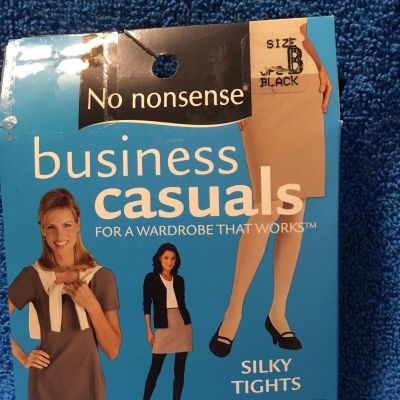 No Nonsense Business Casual Cotton Blend Tights Size B Black