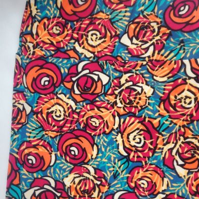 LuLaRoe Leggings TC Tall & Curvy Butter Soft Red Floral Print Womens Plus Size