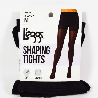 1 L'eggs Women's BLACK Shaping Matte Opaque Tights Size Medium