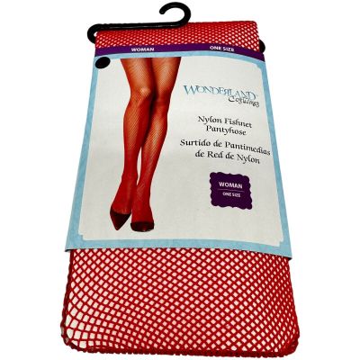 Halloween Costume Adult Red Fishnet Tights Stockings Pantyhose Vixen Woman OSFA