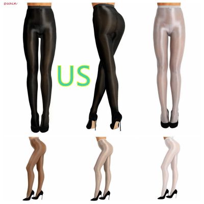 US Women Oily Glossy Smooth Stocking High Waist Pantyhose Dance Footed Trouser