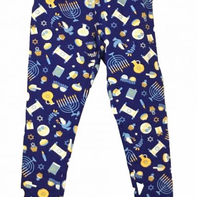 NOBO NO BOUNDARIES Stretchy HOLIDAY ANKLE LEGGING Blue Hanukkah Sz. Jr. 3XL