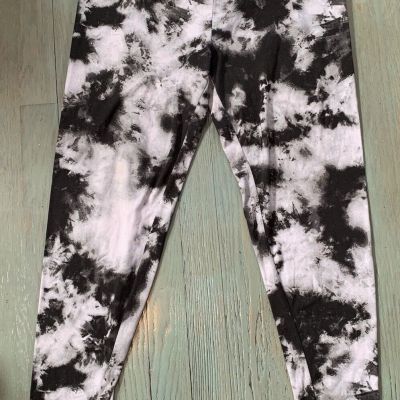 EYE CANDY SCATTER TIE DYE BLACK WHITE COMBO RAISED LEGGING JEGGING PANTS SZ XL