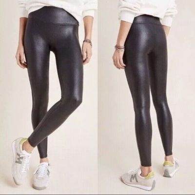 New! Spanx Sz Medium Black Faux Leather Tummy Control Leggings 2437 NEW $98