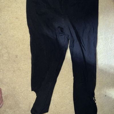 TORRID CROPPED BLACK LEGGINGS CUT OUT BOTTOM SZ. 0 (12)