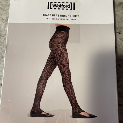 Wolford Trace Net Stirrup Tights 19389 Black Size XS