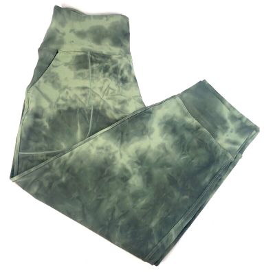 OALKA Womens Crop Leggings SIZE L Tie Dye Green Polyamides Spandex Polyester NEW