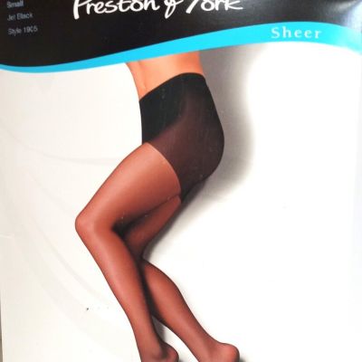 Preston & York, Dillards Small JET BLACK Sheer Pantyhose Control Top #1905 NEW