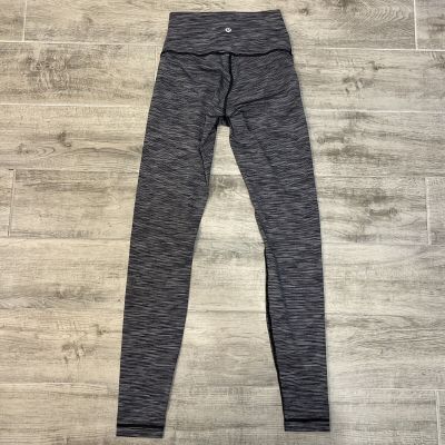 Lululemon Wunder Under Pants High Rise Black Gray Stripe Size 4 Style W5ap5s