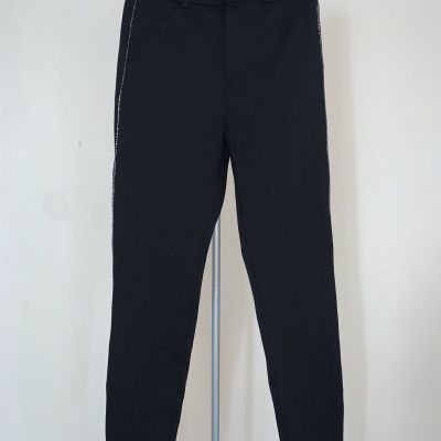 New Zara Black High Waisted Legging With Stone Stripe S Waist 26