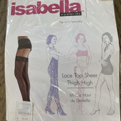 Vintage Isabella Mysteries Lace Top Sheer Thigh High Stockings Nude Nylons OS