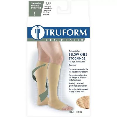 Truform Anti-Embolism Stockings Knee High Open Toe: 18 mmHg L BEIGE (0808BG-L)