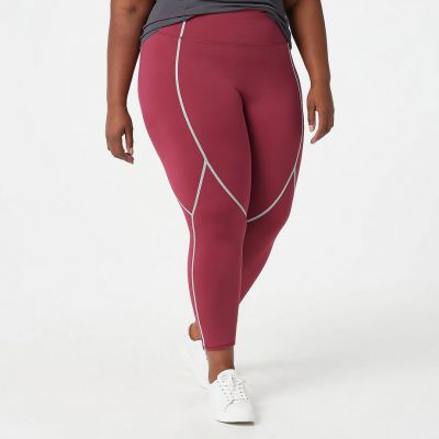 zuda Z-Stretch Leggings with Reflective Coverstitch-Bright Berry-XL A388468