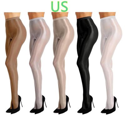 US-Womens 70D Stockings Control Top Ultra Shimmery Plus Footed Pantyhose Dance