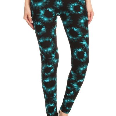 FASHNZFAB Women's Yoga Style Banded Lined Tie Dye Printed Knit Legging With