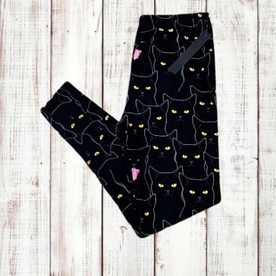 Women’s Leggings Black Cat Print Size 3X-4X NWT Stretchy Buttery Soft High Waist