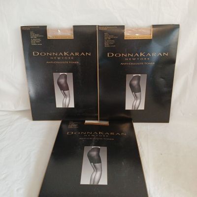 Lot Of 3 Donna Karan Anti-Cellulite Toner Size Small Buff Color Pantyhose