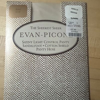 New Vintage Evan Picone VANILLA Tights Stockings Pantyhose USA Sheer MEDIUM