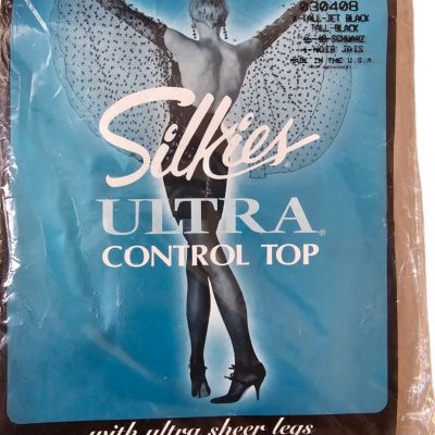 Silkies Ultra Control Top Ultra Sheer Legs Pantyhose Medium Jet Black #03408