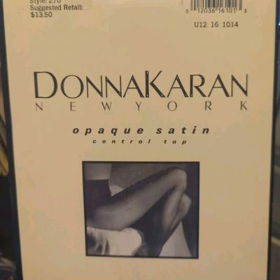 2/Donna Karen New York Opaque Satin Black & White Sz Medium Hosiery New 00N38