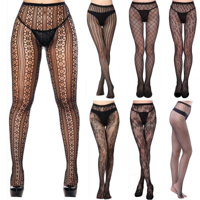 Women's Fashion Waist High Stockings Jacquard Fishnet Pantyhose Tights Pattern