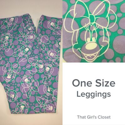 Lularoe Disney Minnie leggings NWOT One Size Lavender and Teal