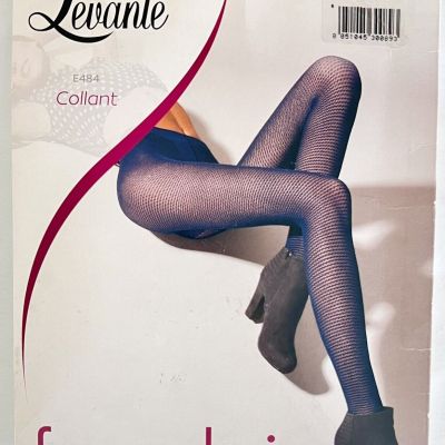 NWT Levante Black Nero Fishnet 50 Den Denier Pantyhose Tights Sealed Pkg sz 2