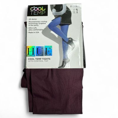 HUE Styletech Cool Temp Tights with Control Top Size 1 Claret Red 100-150 Lbs